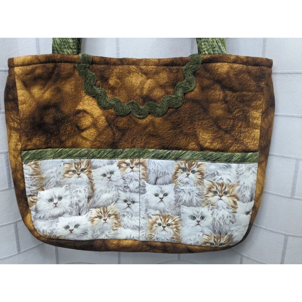 BagsByBonnie Quilted Purse w/White Kitties Cats NWOT Shoulder Bag Whimsical - Picture 8 of 16